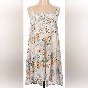 Raya Sun White Floral Print A-line Flowy Mini Sundress - Small